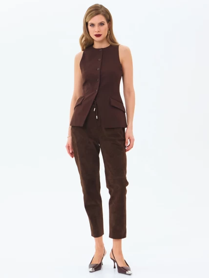 Замшевые женские брюки 09з, коричневые, размер 44, артикул 86030-0