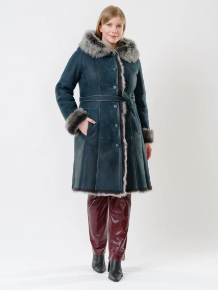 Зимний комплект женский: Дубленка 123НК + Брюки 02, синий/бордовый, р. 42, арт. 111248-1
