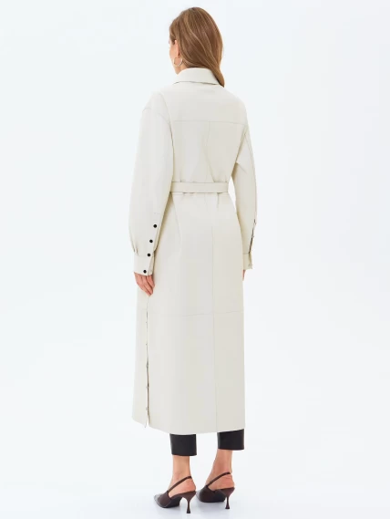 Плащ женский кожаный премиум класса 3091, белый, размер 44, артикул 24410-5