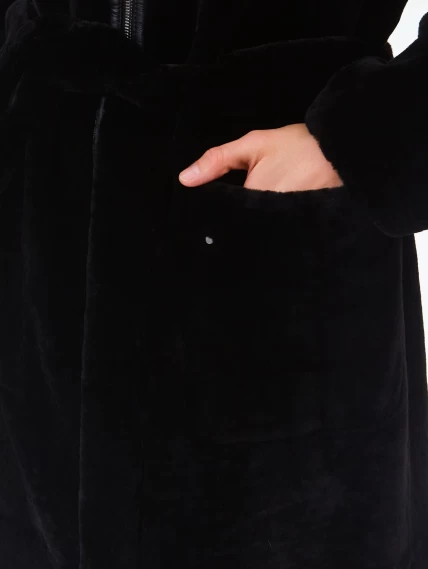 Длинная женская дубленка из астрагана 2062, черная, размер 46, артикул 64700-2