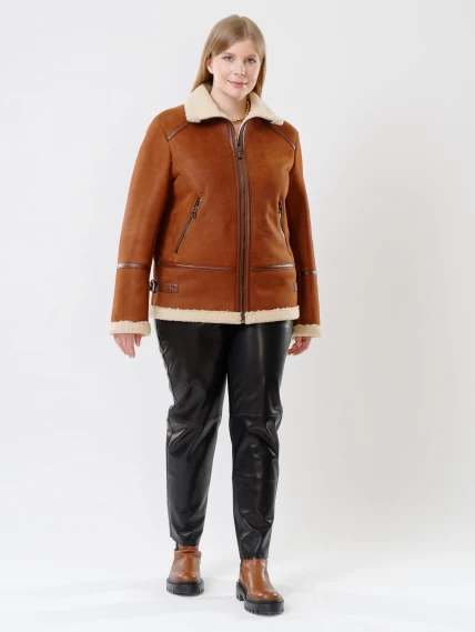 Женская куртка авиатор из натуральной овчины 204, табачно-рыжая, размер 48, артикул 24160-3