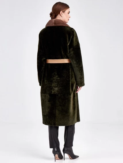 Двусторонняя двубортная женская шуба из астрагана с мехом норки премиум класса 2017, хаки, размер 48, артикул 62791-2