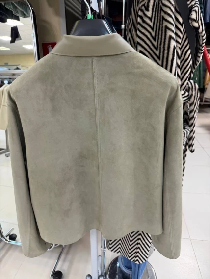 Короткая женская замшевая куртка 3111з, зеленая, размер 46, артикул 92350-1