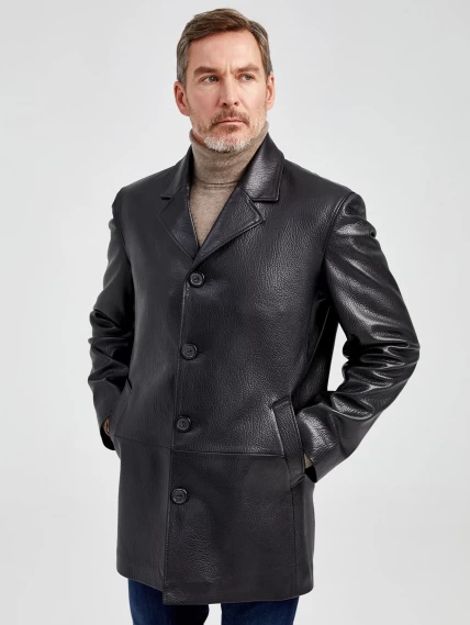 Кожаный пиджак мужской премиум класса 21/1, черный, размер 46, артикул 29031-0