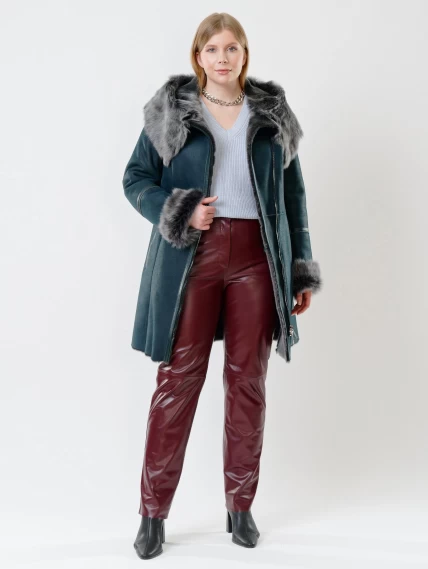 Демисезонный комплект женский: Дубленка 283 + Брюки 02, синий/бордовый, р. 44, арт. 111231-0