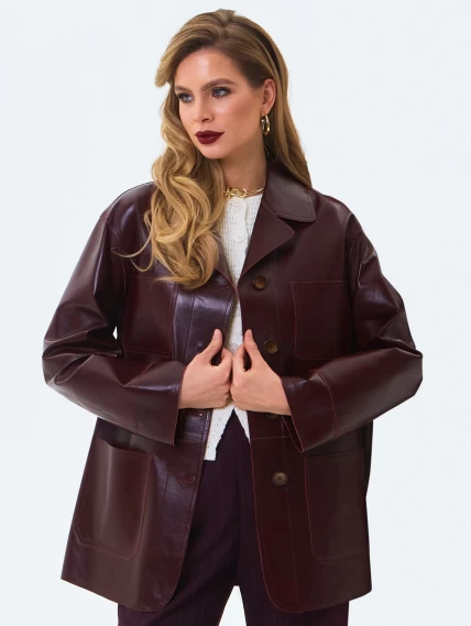 Кожаная куртка премиум класса для женщин 3092, бордовая, размер 46, артикул 24320-1