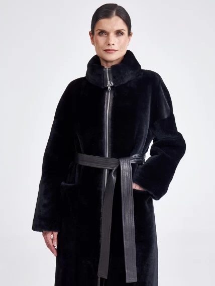 Двусторонняя женская дубленка из астрагана премиум класса 2015, черная, размер 48, артикул 62720-6