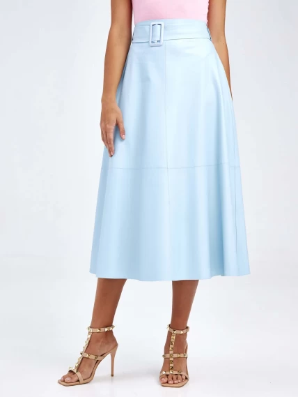 Женские кожаная юбка из экокожи 4820757, голубая, размер 48, артикул 85770-4