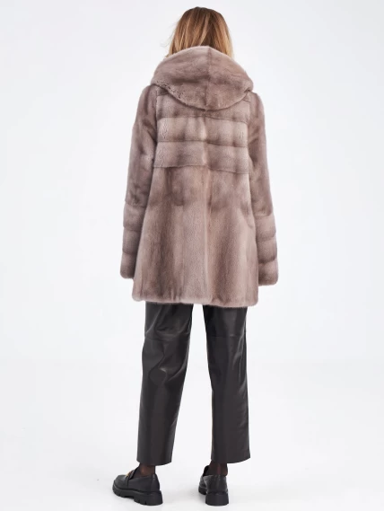 Женская куртка автоледи из меха норки Елена(к), серо-голубая, размер 50, артикул 33930-5