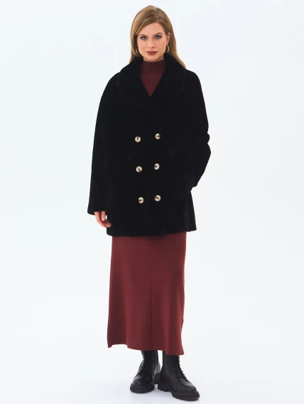 Черная женская шуба из астрагана 2064, размер 48, артикул 64630-7