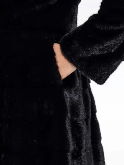 Поперечная женская шуба из меха норки MANAKAS WMF 10026, черная, размер 42, артикул 34300-2