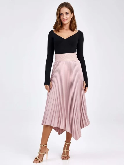 Женские кожаная юбка из экокожи 4820775, пудровая, размер 44, артикул 85830-6