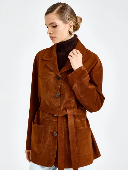 Женская замшевая куртка 3092з, виски, размер 46, артикул 92330-5