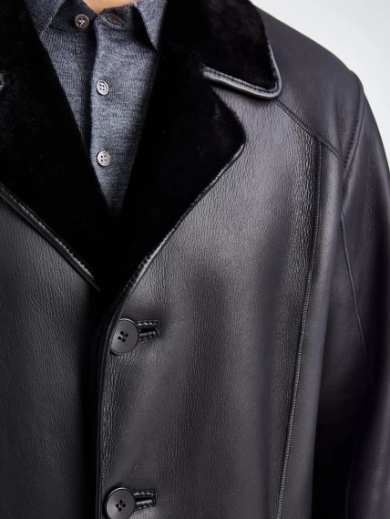 Классическая мужская дубленка премиум класса 135(пр), черная, размер 56, артикул 71400-2