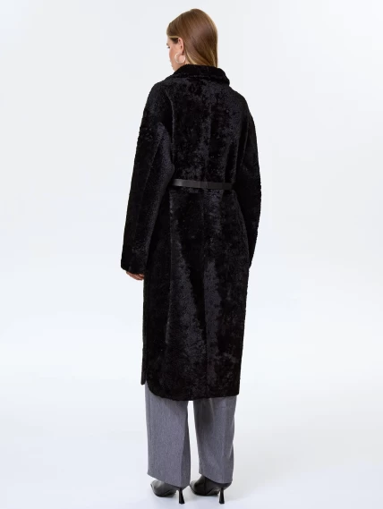 Длинная женская дубленка из астрагана премиум класса 2060, черная, размер 46, артикул 62490-7