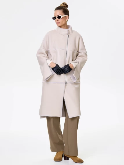 Молодежная женская дубленка на молнии премиум класса 2029, бежевая, размер 54, артикул 63010-1