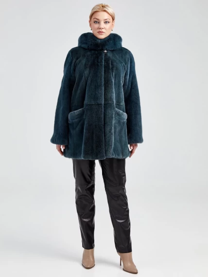 Зимний комплект женский: Шуба из меха норки Nina + Брюки 02, зеленый/черный, р. 52, арт. 111370-0