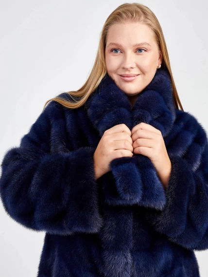 Куртка из меха норки женская 1150(кв), синяя, размер 52, артикул 32800-3