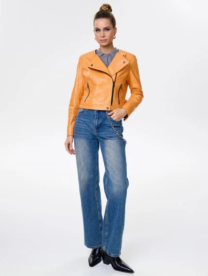 Оранжевая кожаная косуха для женщин 389, размер 46, артикул 90441-6