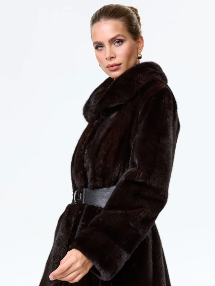 Длинная женская норковая шуба премиум класса Белла(в), черная, размер 52, артикул 34050-3