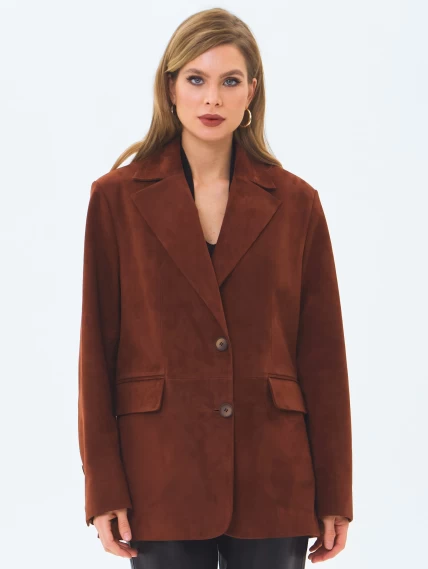 Женский замшевый пиджак премиум класса 3096з, табачный, размер 48, артикул 24370-4