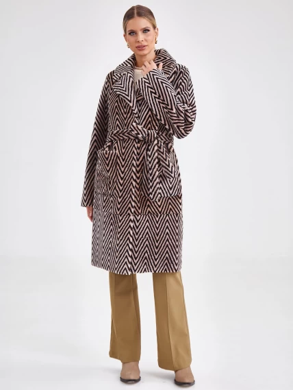 Двусторонняя женская дубленка премиум класса 2019, бежевая, размер 50, артикул 61210-5