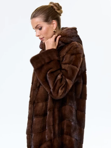 Норковая женская шуба с капюшоном Галя(к), коричневая, размер 50, артикул 34070-7