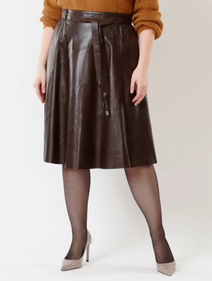 Коричневая кожаная юбка 01рс, размер 40, артикул 85132-1