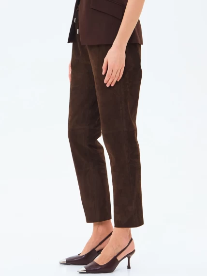 Замшевые женские брюки 09з, коричневые, размер 44, артикул 86030-4