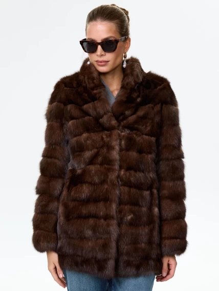 Женская соболиная шуба Роза(с), темно-коричневая, размер 44, артикул 34120-4