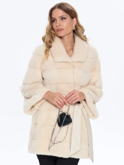 Белая женская норковая шуба MANAKAS 2478, размер 42, артикул 34280-0