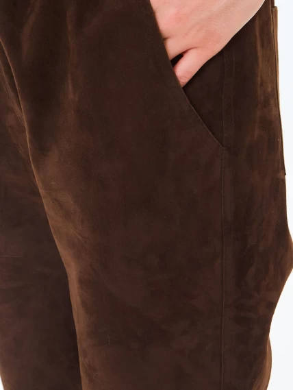 Замшевые женские брюки 09з, коричневые, размер 44, артикул 86030-2