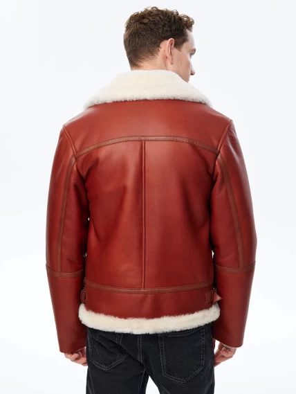 Короткая мужская дубленка пилот премиум класса 430, коньячная, размер 52, артикул 70770-5