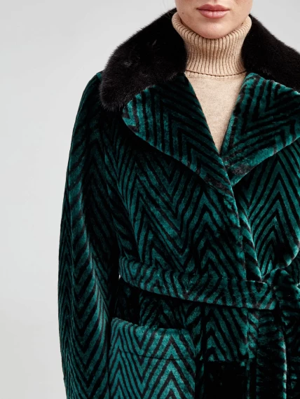 Зимний комплект женский: Дубленка 2003 + Брюки 03, зеленый/оливковый, р. 46, арт. 111307-4