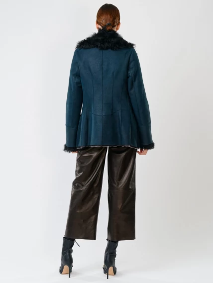 Короткая женская дубленка с овчиной тиградо 289, синяя, размер 42, артикул 61780-4