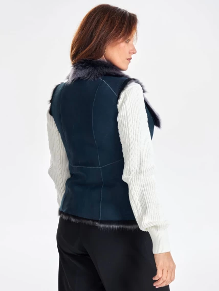 Меховой жилет из тосканы премиум класса для женщин 06, синий, размер 46, артикул 63320-2