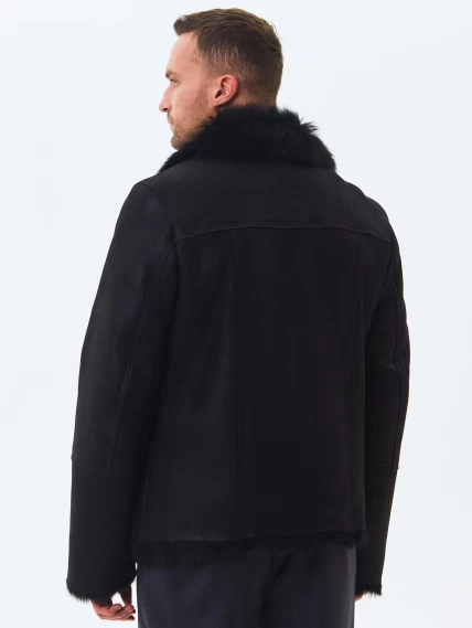 Короткая мужская дубленка из тосканы премиум класса Мишель, черная, размер 52, артикул 70631-5
