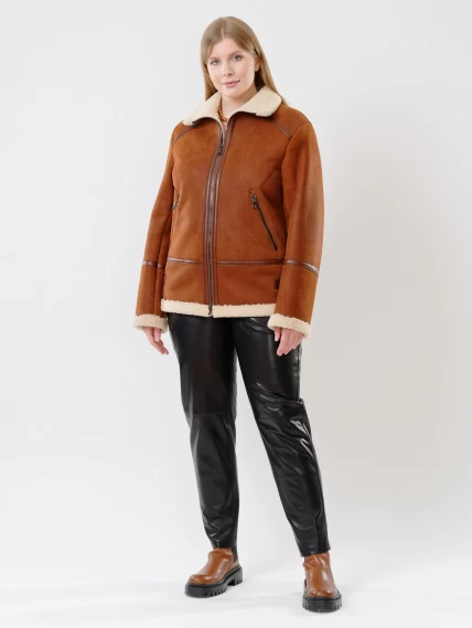 Женская куртка авиатор из натуральной овчины 204, табачно-рыжая, размер 48, артикул 24160-0