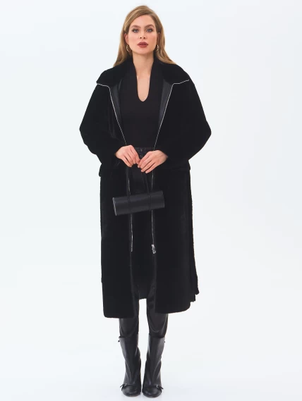 Длинная женская дубленка из астрагана 2062, черная, размер 46, артикул 64700-0