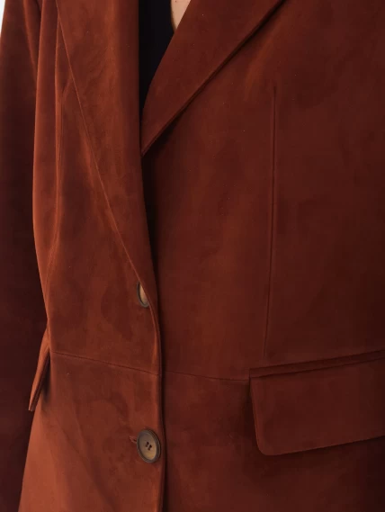 Женский замшевый пиджак премиум класса 3096з, табачный, размер 48, артикул 24370-3