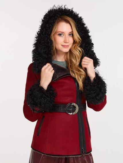 Зимний комплект женский: Дубленка 288 + Юбка 01рс, красная/бордовый, р. 42, арт. 111252-2