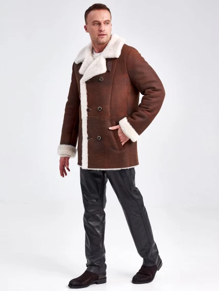 Дубленка двубортная мужская 431, виски, размер 48, артикул 71151-1
