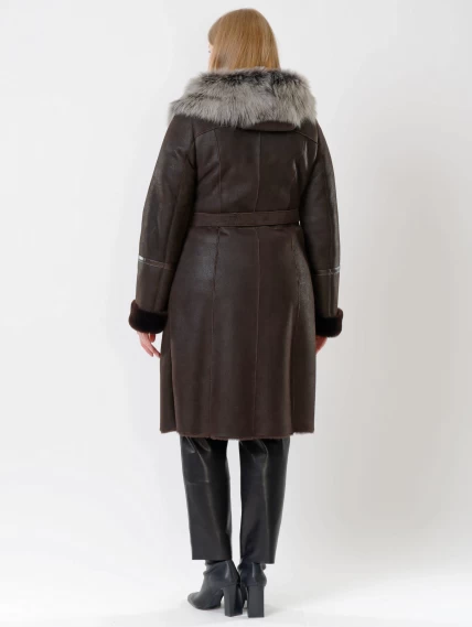 Зимний комплект женский: Дубленка 265 + Брюки 03, коричневый/черный, р. 42, арт. 111196-2