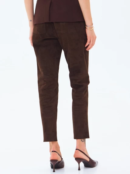 Замшевые женские брюки 09з, коричневые, размер 44, артикул 86030-5