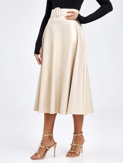 Женские кожаная юбка из экокожи 4878427, жемчужная, размер 46, артикул 85780-1