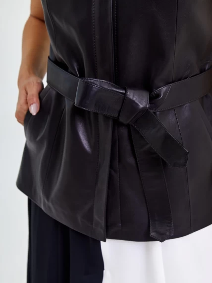 Женский жилет из натуральной кожи премиум класса 04, черный, размер 50, артикул 91720-4