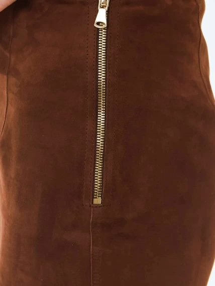 Замшевая юбка-миди 18з, коньячная, размер 42, артикул 85990-3