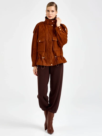 Замшевая женская куртка премиум класса 3101з, виски, размер 48, артикул 92420-3