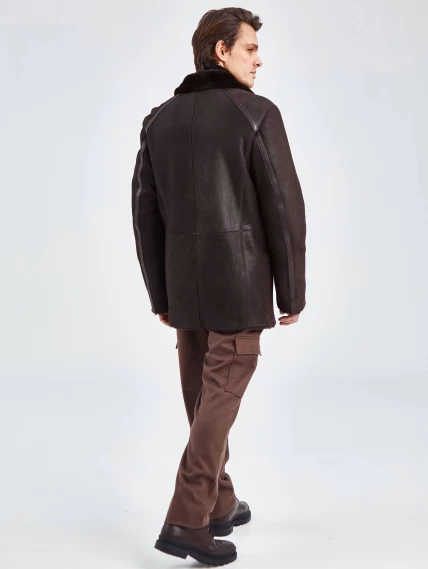 Дубленка двубортная классическая мужская 422, коричневая, размер 58, артикул 70500-4