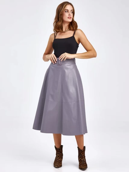 Женские кожаная юбка из экокожи 4820761, серая, размер 44, артикул 85810-6